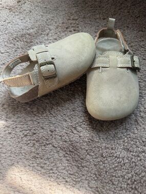 Carter's Neutral Suede kids Clogs with Buckle